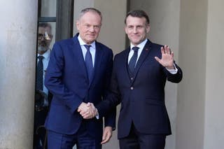 Macron and Poland’s prime minister Donald Tusk